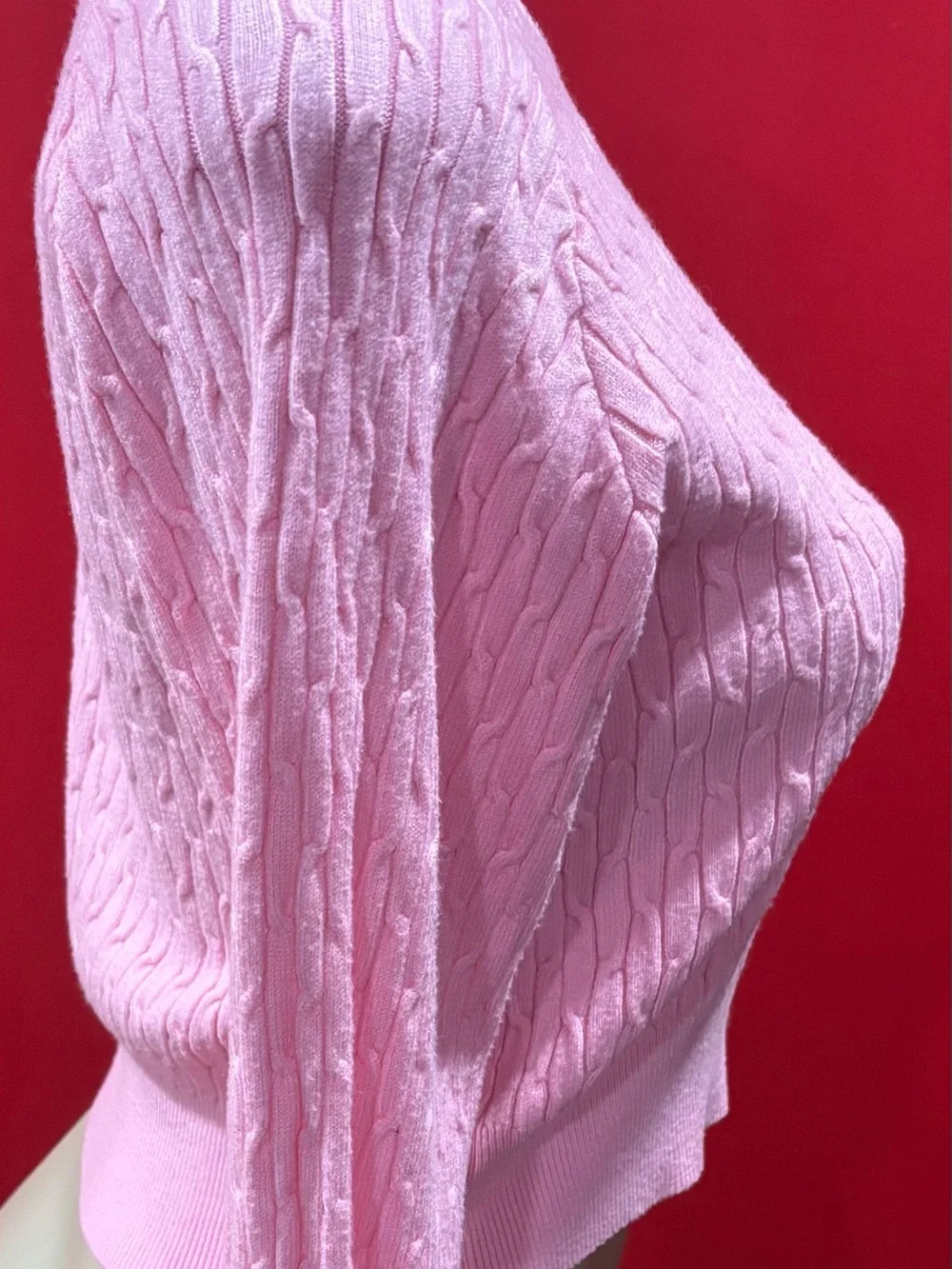 Daisy Pink Cable-Knit Scoop Neck Sweater